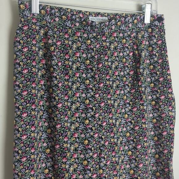 Vintage Ditsy Floral Trousers Highwaisted Straight Wide-leg Womens Medium - Picture 2 of 10